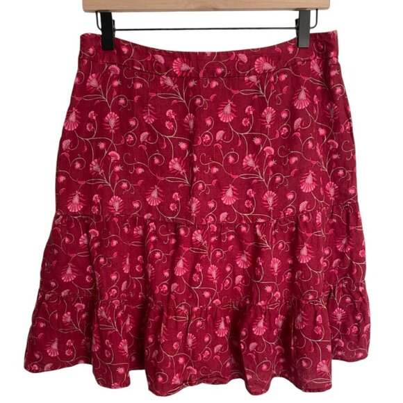 y2k Paisley linen ruffle floral tiered skirt Gap 6 - Picture 5 of 5